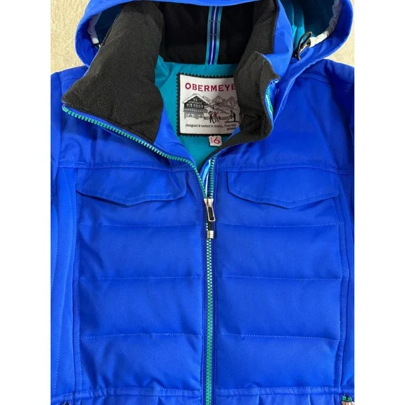 Obermeyer Womens Blue Down Insulated Ski Jacket Hooded Winter Coat Size 6 - Picture 17 of 17